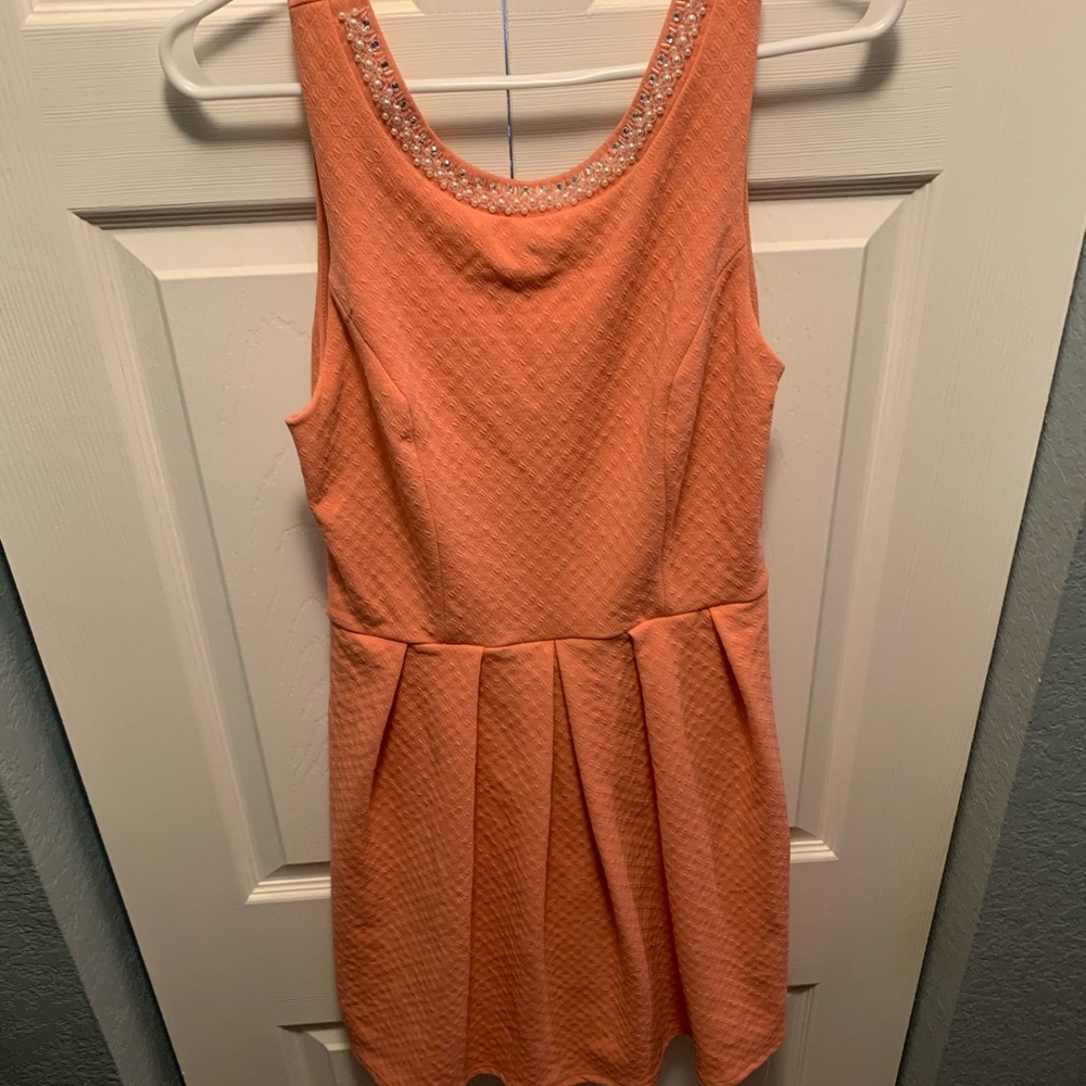 Peach dress with beading